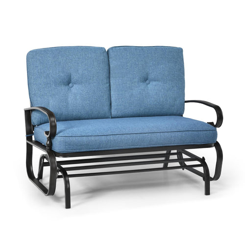 2 Seat Outdoor Swing Glider Chair, Blue