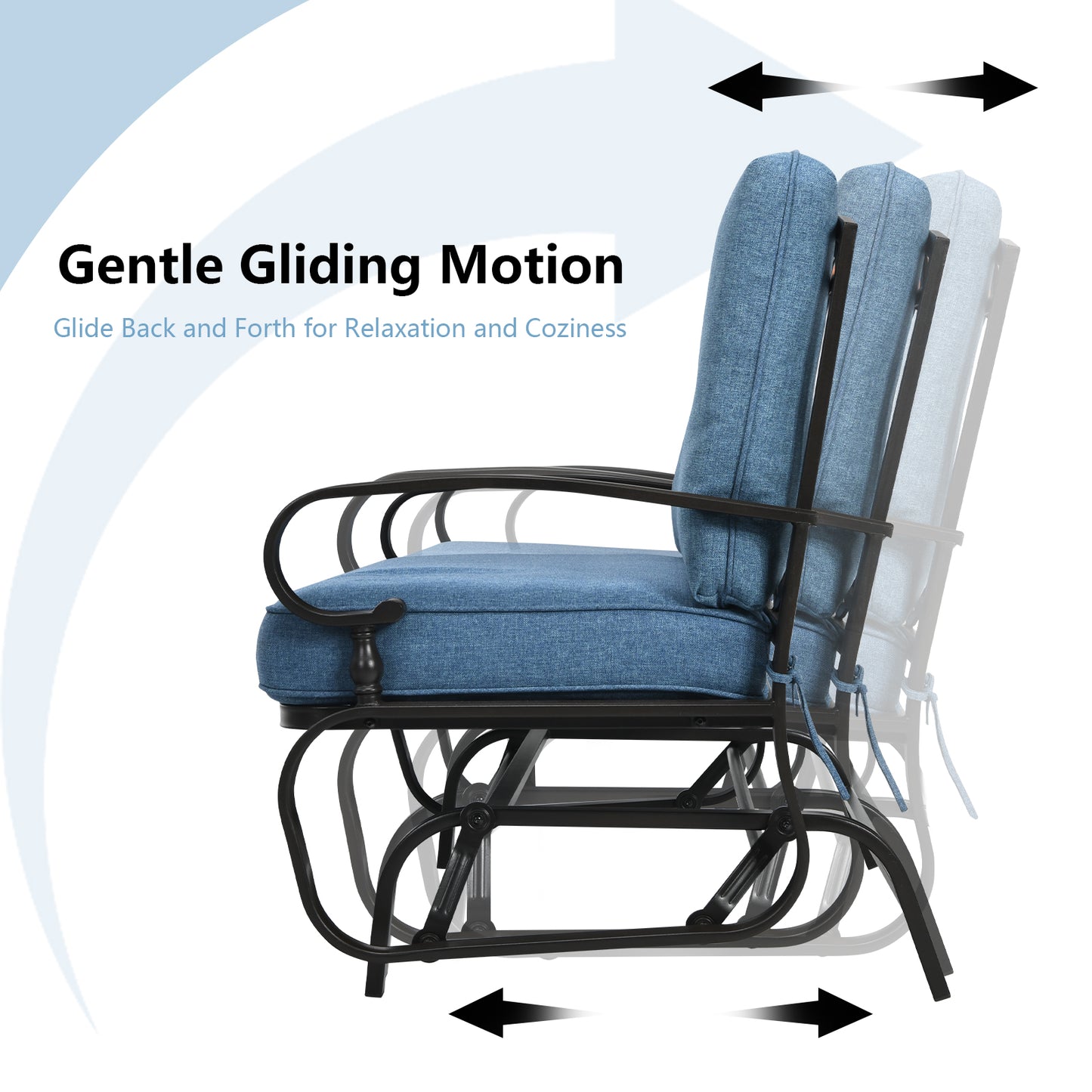 2 Seats Outdoor Swing Glider Chair with Comfortable Cushions, Blue Patio Rocking Chairs & Gliders at Gallery Canada