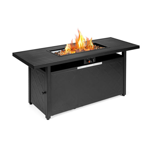 57 Inch 50000 Btu Rectangular Propane Outdoor Fire Pit Table, Black - Gallery Canada