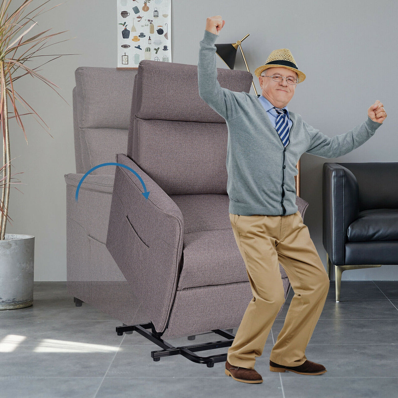 Power Lift Massage Recliner Chair for Elderly with Heavy Padded Cushion - Gallery View 2 of 12