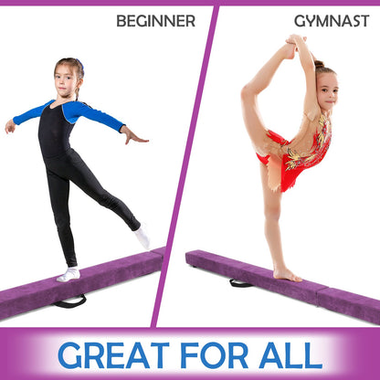 7 Feet Folding Portable Floor Balance Beam with Handles for Gymnasts, Purple at Gallery Canada