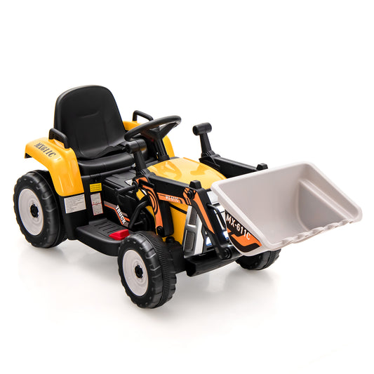 Kids Ride On Excavator, 12V Battery Powered, Adjustable Arm And Bucket, Yellow Powered Ride On Toys Yellow at Gallery Canada
