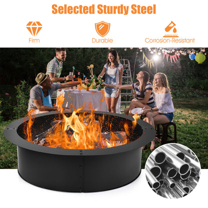 36 Inch Round Steel Fire Pit Ring, Outdoor Backyard, Black Fire Pits at Gallery Canada