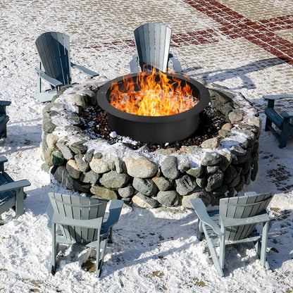 36 Inch Round Steel Fire Pit Ring, Outdoor Backyard, Black Fire Pits at Gallery Canada