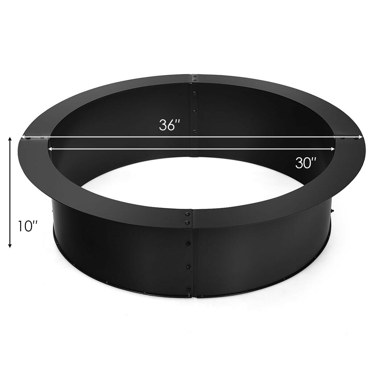 36 Inch Round Steel Fire Pit Ring, Outdoor Backyard, Black Fire Pits at Gallery Canada