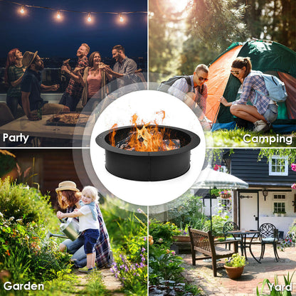 36 Inch Round Steel Fire Pit Ring, Outdoor Backyard, Black Fire Pits at Gallery Canada