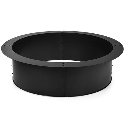 36 Inch Round Steel Fire Pit Ring, Outdoor Backyard, Black Fire Pits Black at Gallery Canada