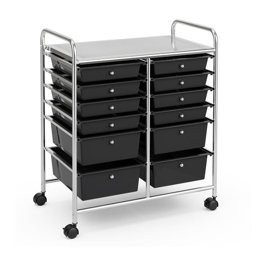 12 Storage Drawer Organizer Bins Rolling Cart, Black File Cabinets Black at Gallery Canada