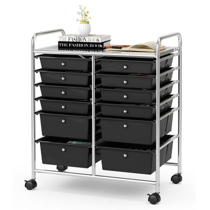 12 Storage Drawer Organizer Bins Rolling Cart, Black File Cabinets at Gallery Canada