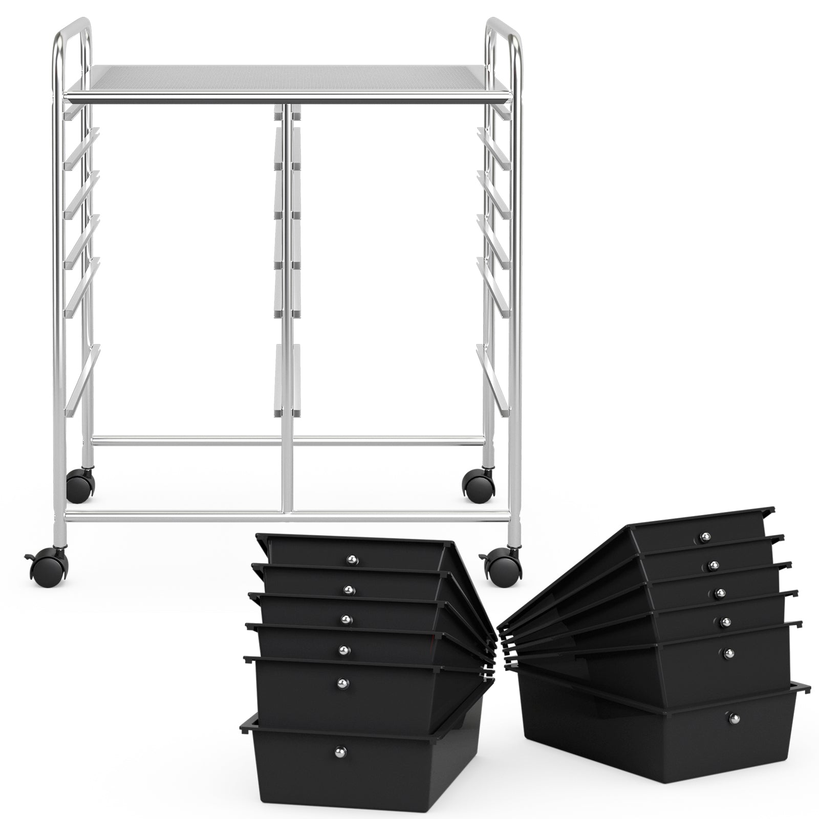 12 Storage Drawer Organizer Bins Rolling Cart, Black File Cabinets at Gallery Canada