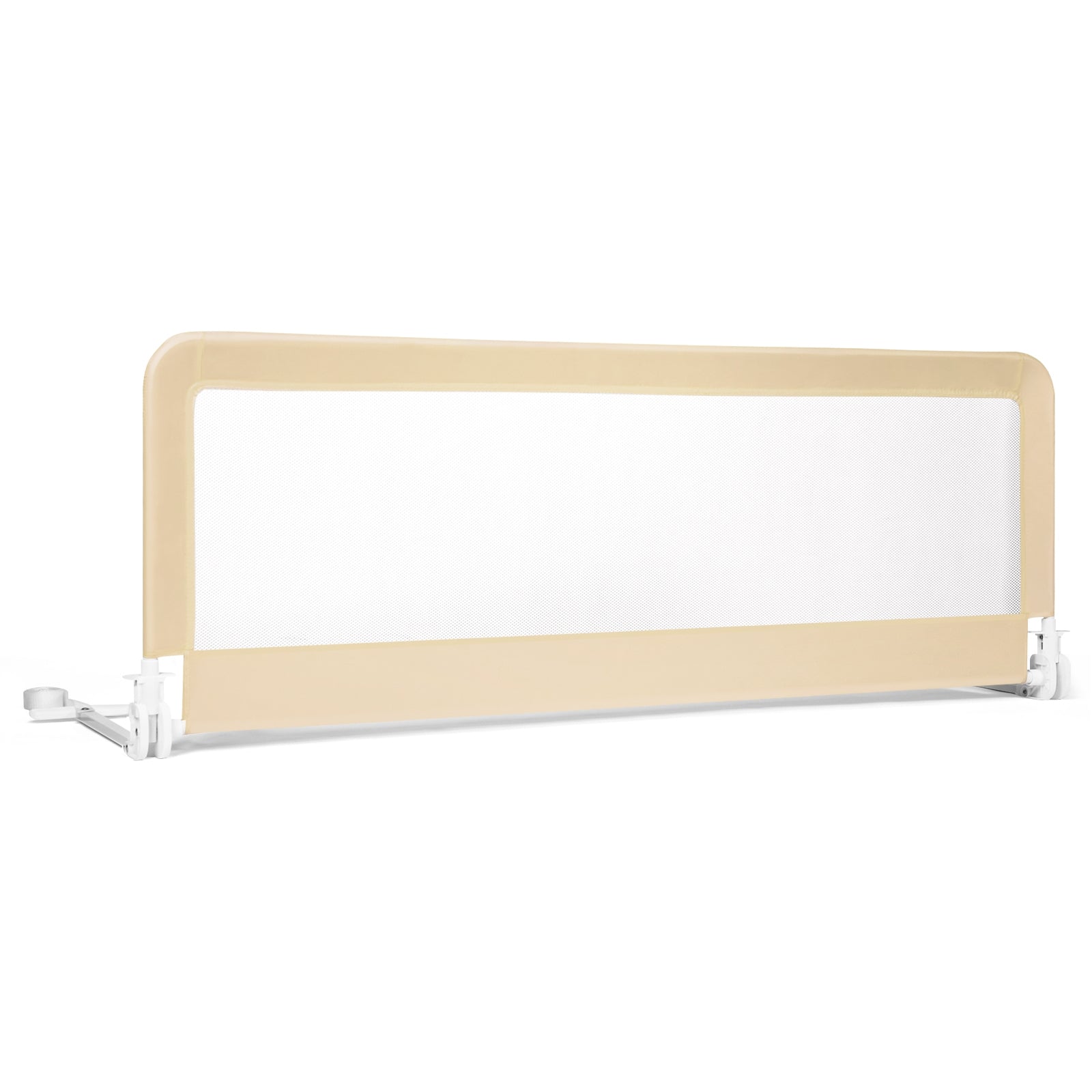 59 Inch Extra Long Folding Breathable Bed Rail Guard, Beige Bed Rails Beige at Gallery Canada