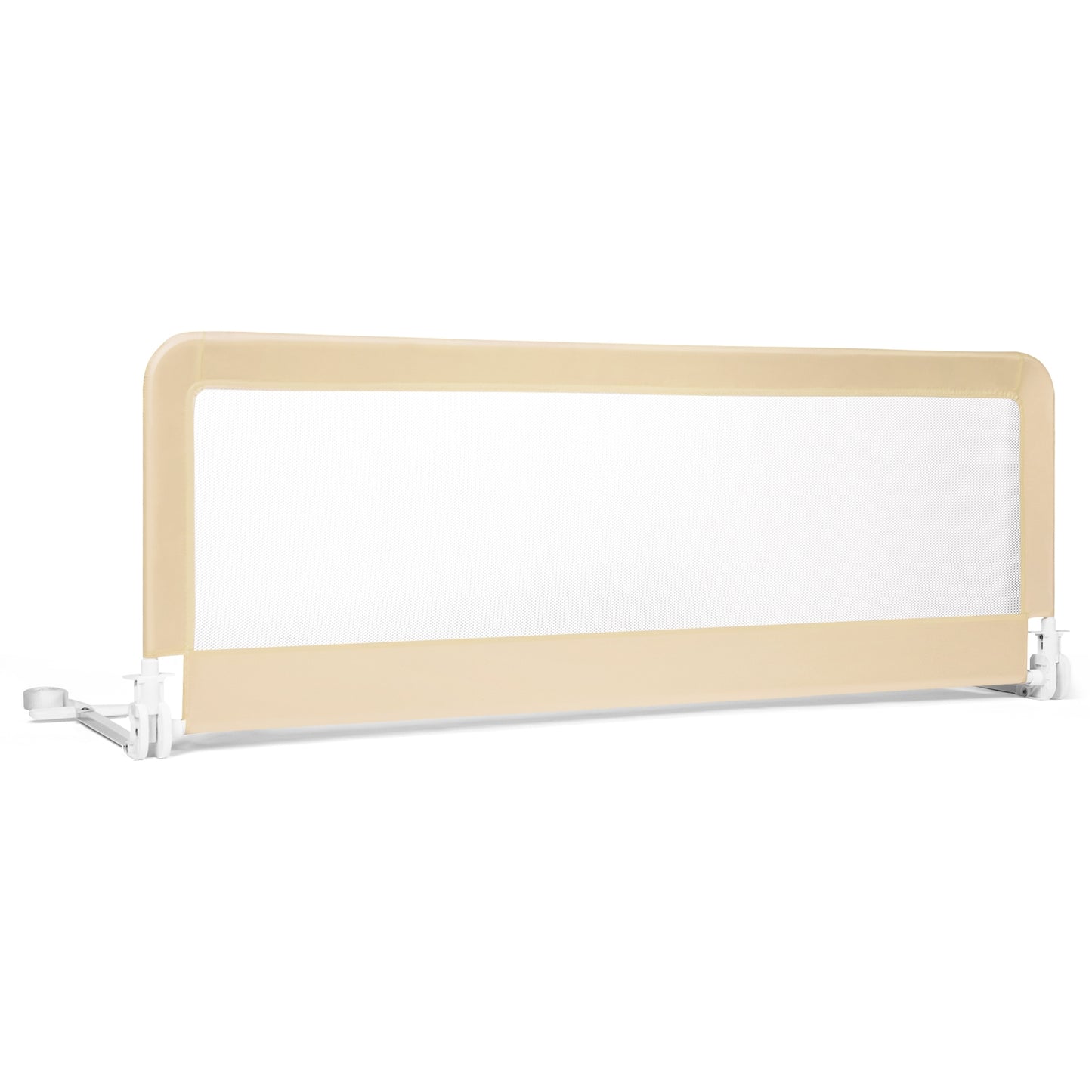 59 Inch Extra Long Folding Breathable Bed Rail Guard, Beige Bed Rails Beige at Gallery Canada
