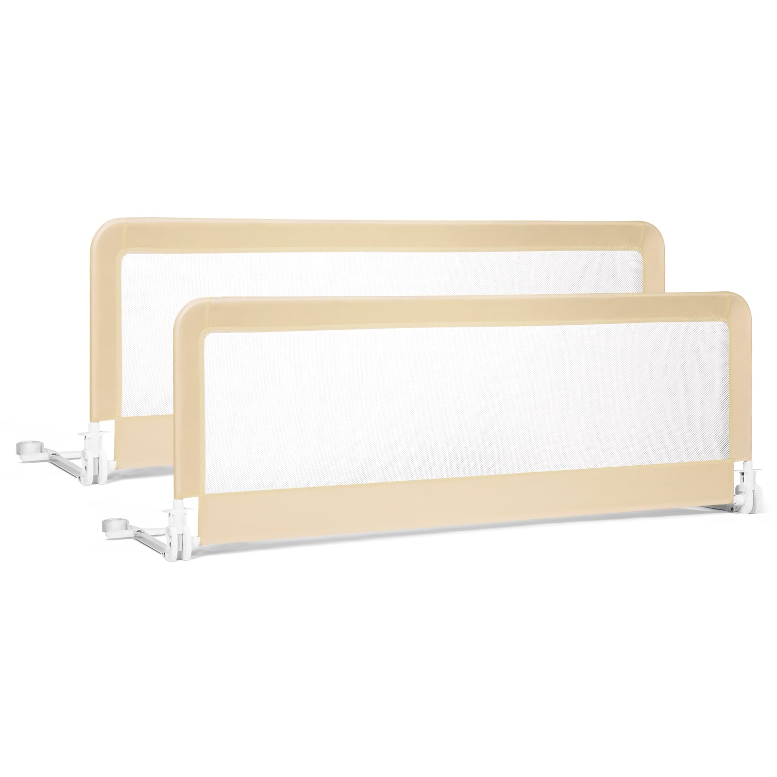 59 Inch Extra Long Folding Breathable Bed Rail Guard, Beige Bed Rails at Gallery Canada