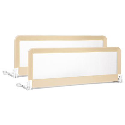 59 Inch Extra Long Folding Breathable Bed Rail Guard, Beige Bed Rails at Gallery Canada