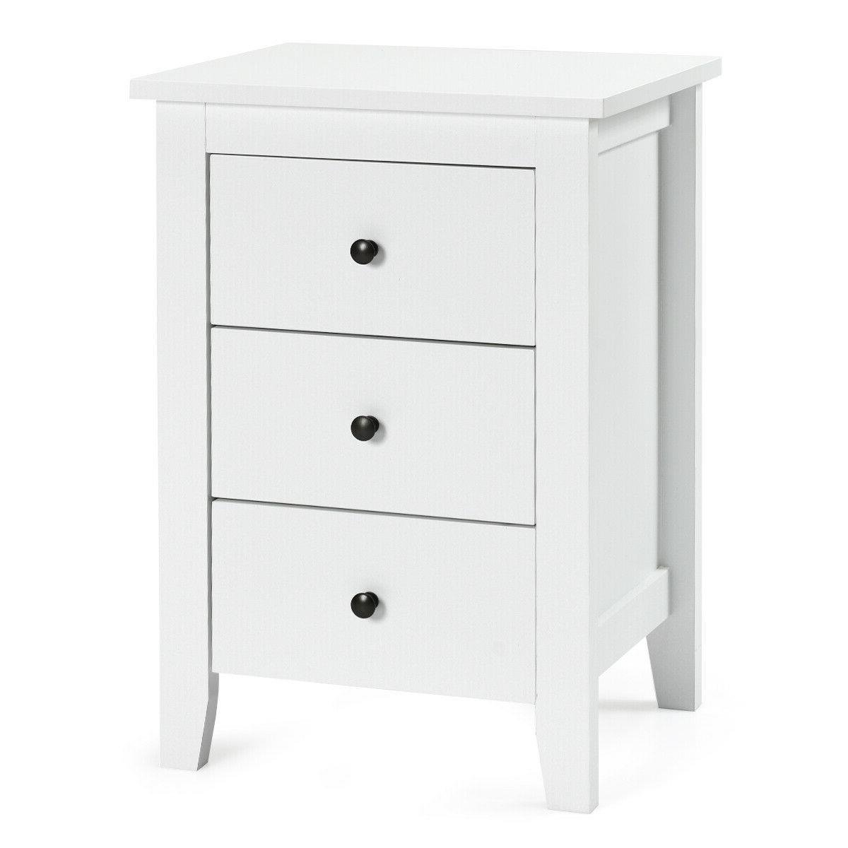 Nightstand End Beside Table Drawers Modern Storage Bedroom Furniture, White - Gallery Canada