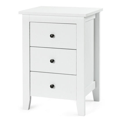 Nightstand End Beside Table Drawers Modern Storage Bedroom Furniture, White - Gallery Canada