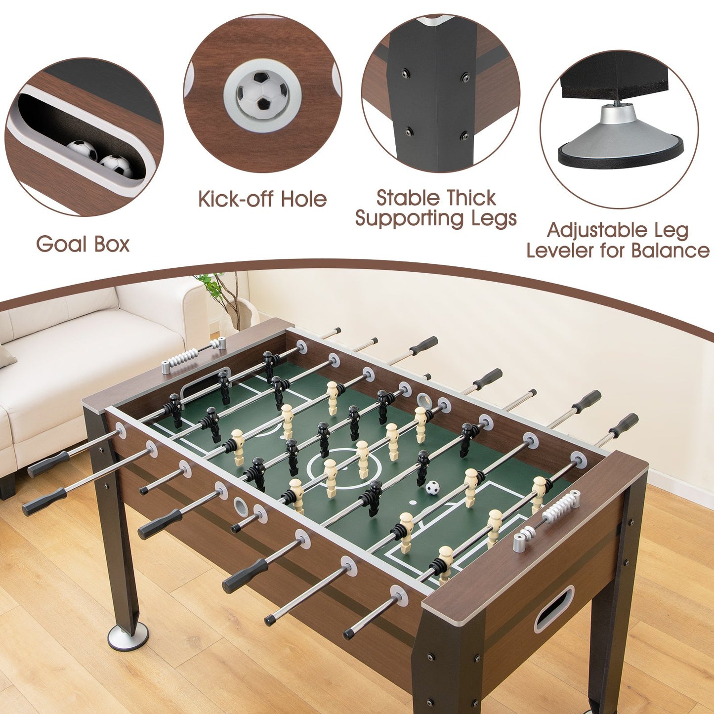 54 Inch Indoor Competition Game Soccer Table, Black at Gallery Canada