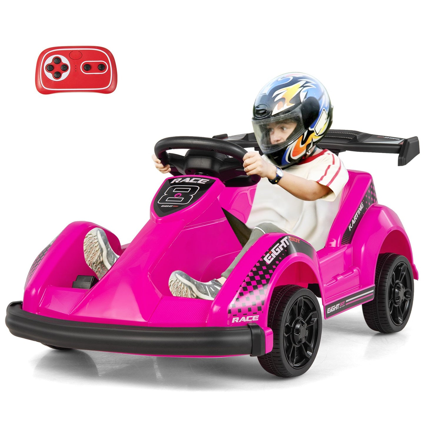 6V Kids Ride On Go Cart with Remote Control and Safety Belt, Pink - Gallery Canada
