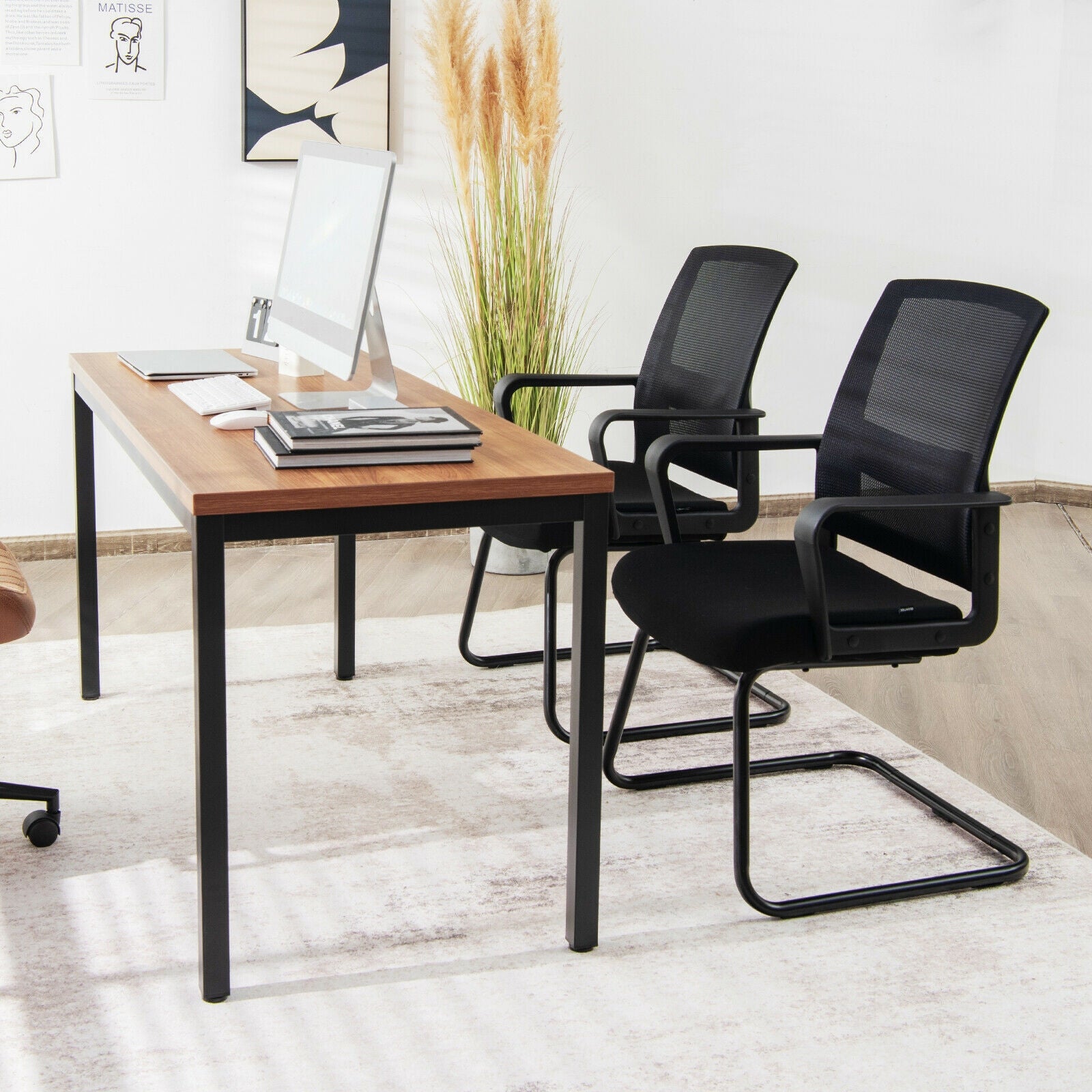 Set of 2 Conference Chairs with Lumbar Support, Black Conference Chairs at Gallery Canada