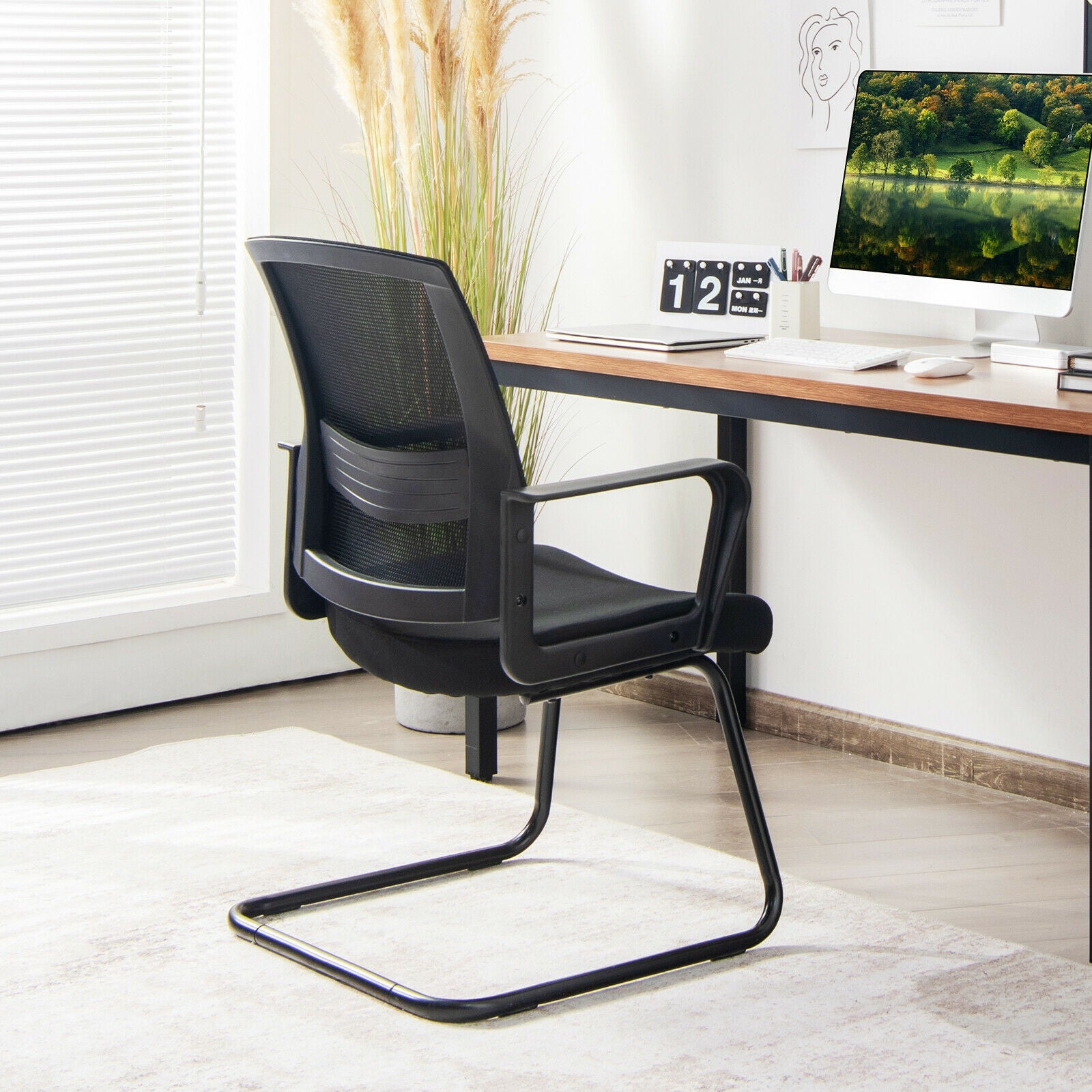 Set Of 2 Conference Chairs, Lumbar Support, Black Conference Chairs at Gallery Canada