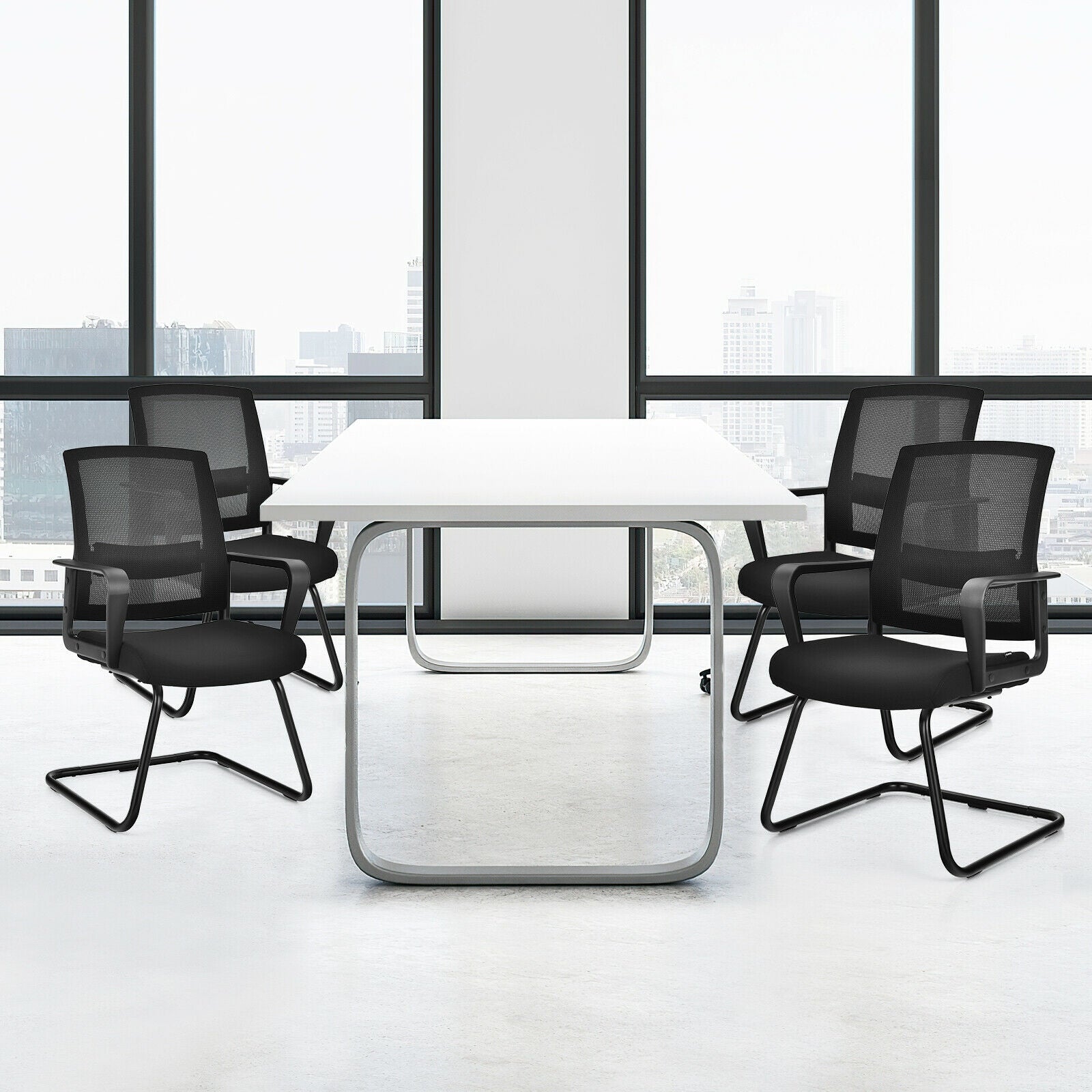 Set of 2 Conference Chairs with Lumbar Support, Black Conference Chairs at Gallery Canada