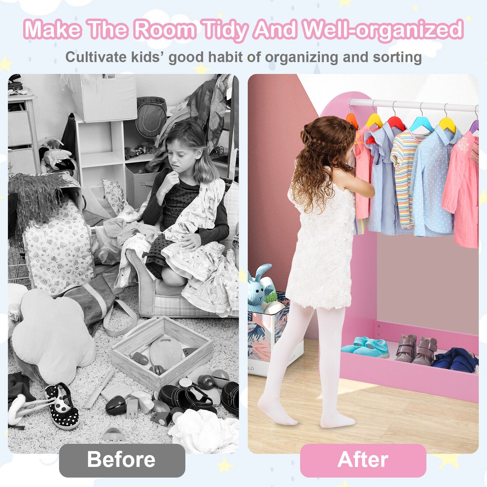 Kids Dress Up Storage with Mirror, Pink - Gallery Canada