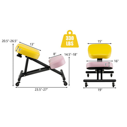 Adjustable Ergonomic Kneeling Chair with Upgraded Gas Spring Rod and Thick Foam Cushions, Yellow - Gallery Canada