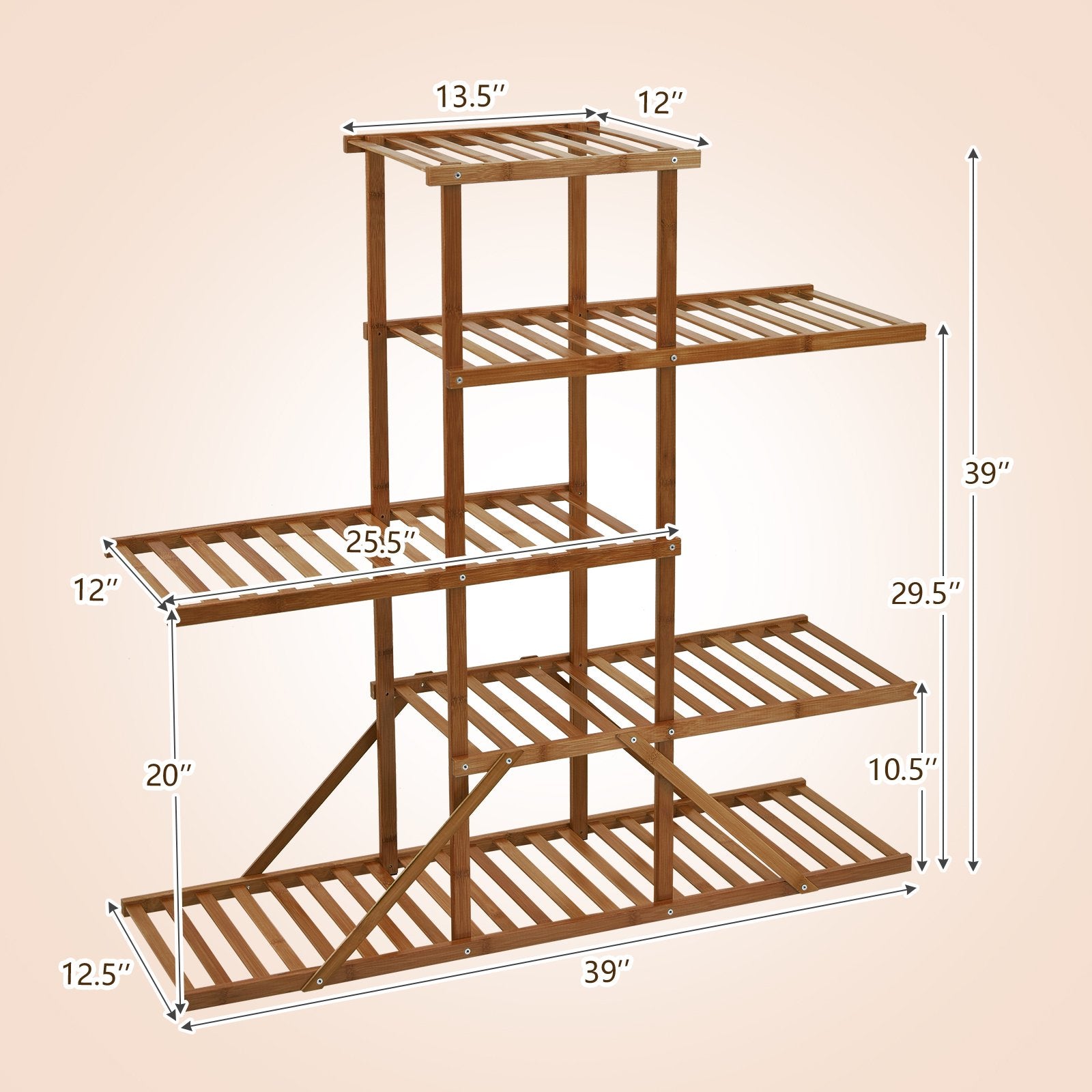 5-tier 10 Potted Bamboo Plant Stand, Brown - Gallery Canada