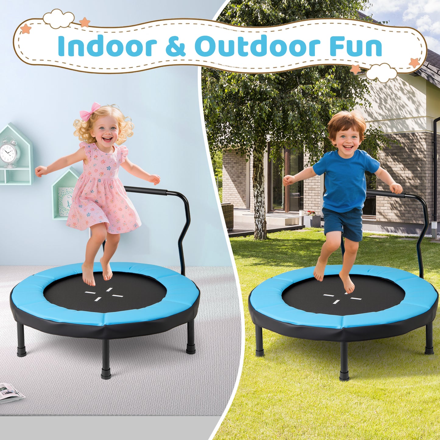 40 Inch Trampoline for Kids Indoor Outdoor Fitness Trampoline, Blue Trampolines at Gallery Canada