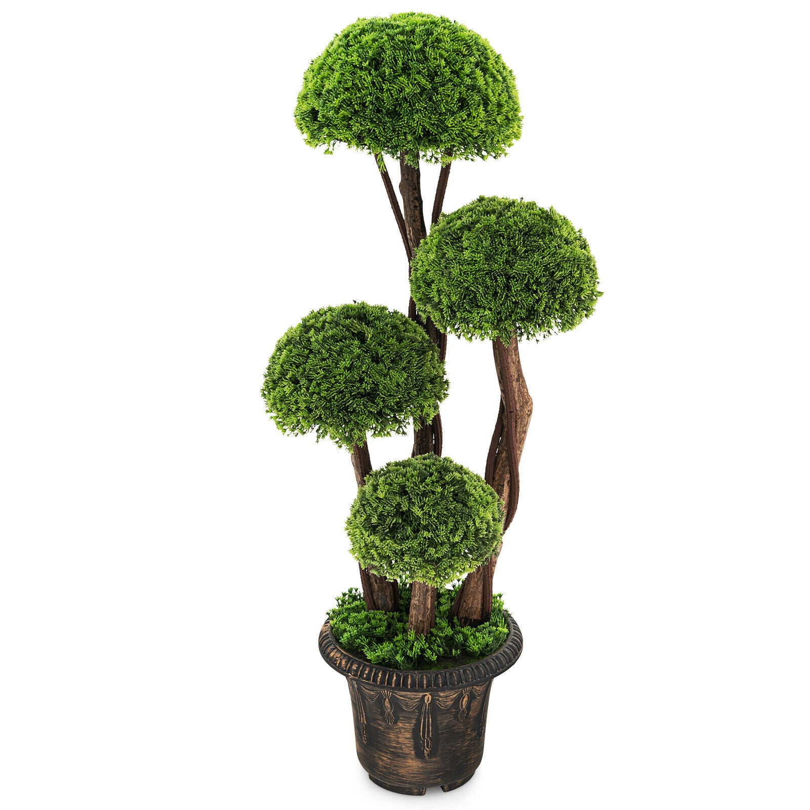 3 Feet Artificial Cedar Topiary Tree, Rattan Trunk, Green Faux Plants at Gallery Canada
