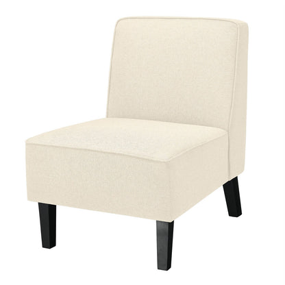 Modern Armless Accent Chair with Rubber Wood Legs, Beige - Gallery Canada
