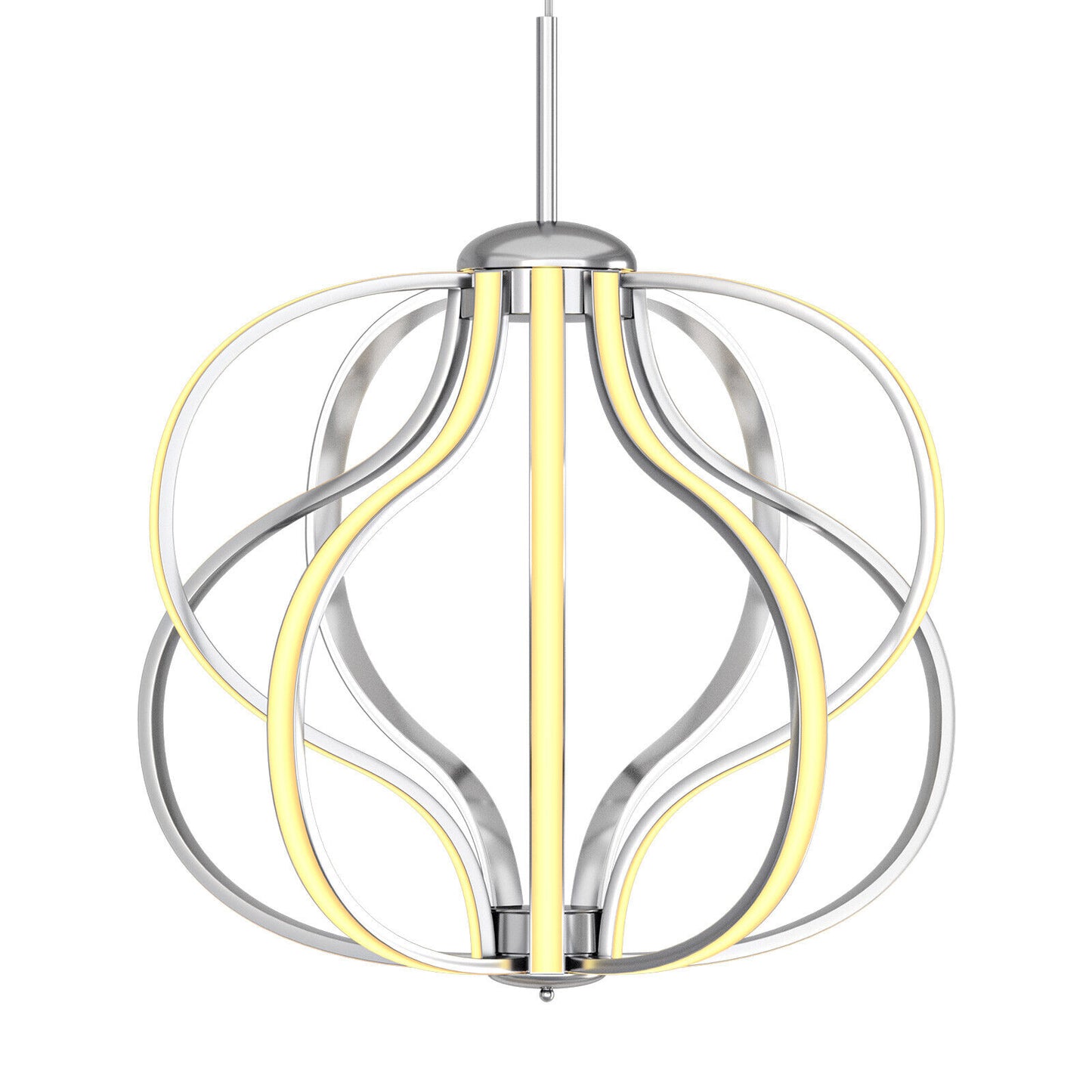Modern Dimmable LED Chandelier, Silver, Warm White