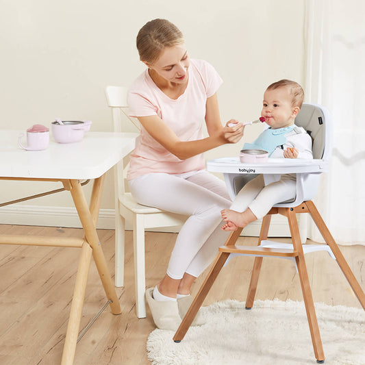 3-in-1 Convertible Wooden Baby High Chair, Gray - Gallery Canada
