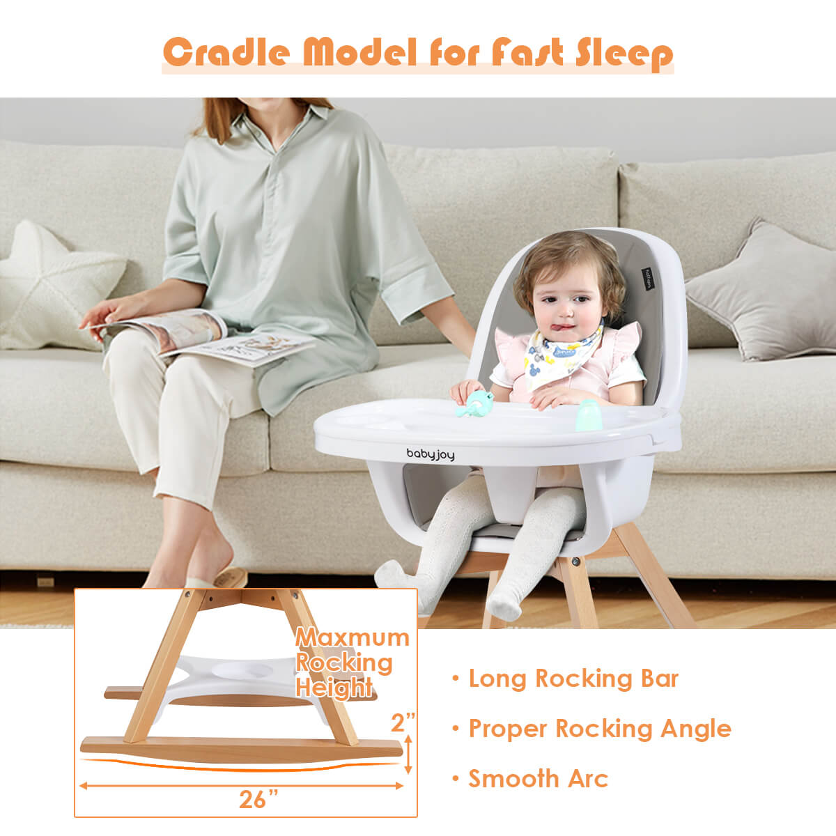 3-in-1 Convertible Wooden Baby High Chair, Gray - Gallery Canada