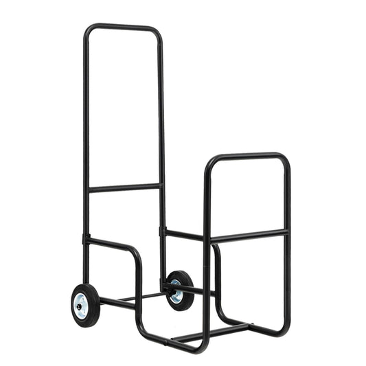 Firewood Log Cart Carrier with Anti-Slip and Wear-Resistant Wheels, Black