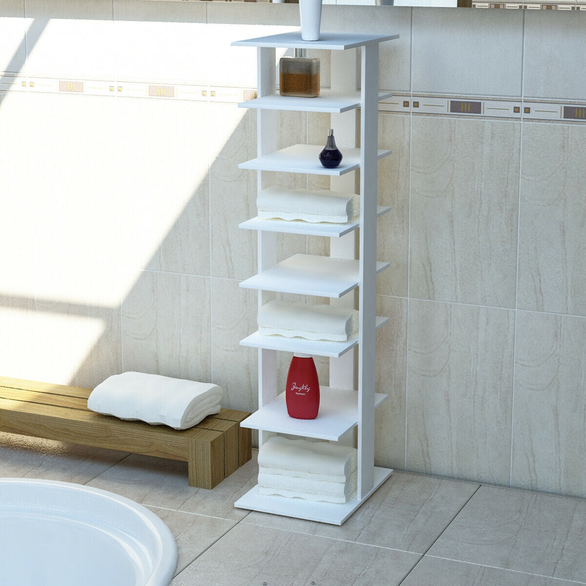 Wooden Shoe Rack Organizer, 7 Tiers, White Shoe Racks & Storage Benches at Gallery Canada