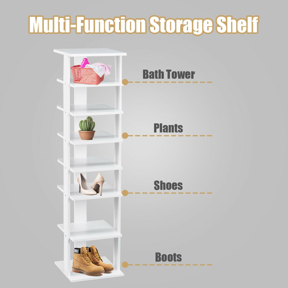 Wooden Shoes Storage Stand 7 Tiers Shoe Rack Organizer Multi-shoe Rack Shoebox, White Shoe Racks & Storage Benches at Gallery Canada