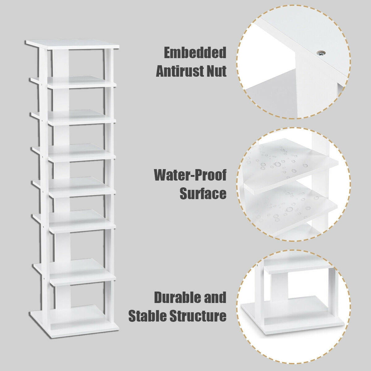 Wooden Shoes Storage Stand 7 Tiers Shoe Rack Organizer Multi-shoe Rack Shoebox, White Shoe Racks & Storage Benches at Gallery Canada