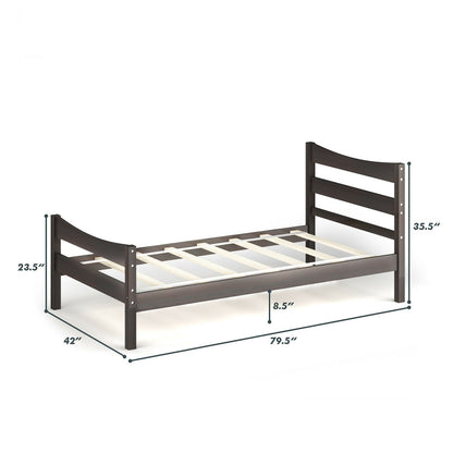 Twin Size Platform Bed Frame Foundation Slat Support , Dark Brown Simple Bed Frame at Gallery Canada