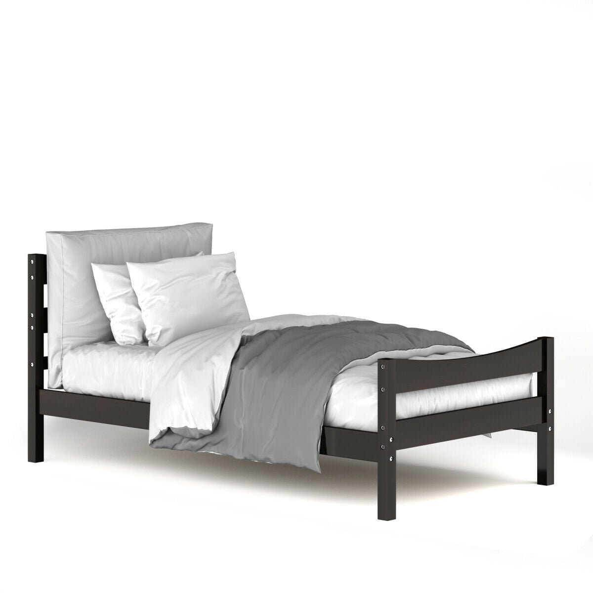 Twin Size Platform Bed Frame Foundation Slat Support , Dark Brown Simple Bed Frame at Gallery Canada