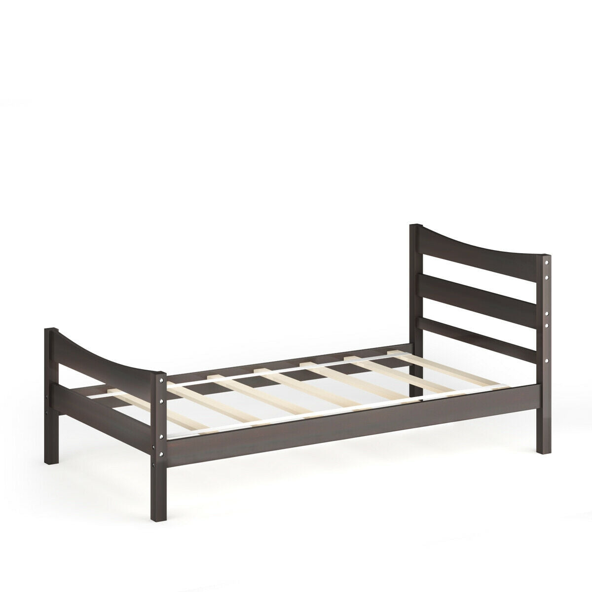 Twin Size Platform Bed Frame Foundation Slat Support , Dark Brown Simple Bed Frame at Gallery Canada
