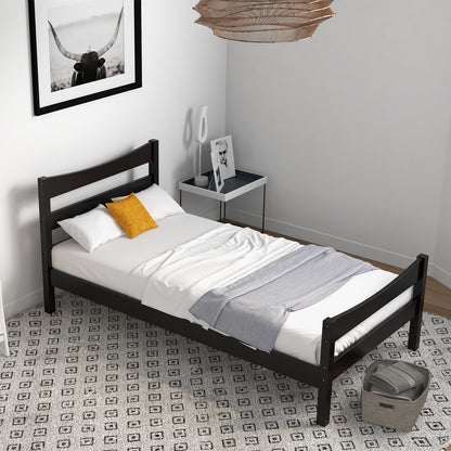 Twin Size Platform Bed Frame Foundation Slat Support , Dark Brown Simple Bed Frame at Gallery Canada