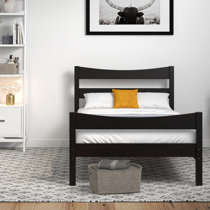 Twin Size Platform Bed Frame Foundation Slat Support , Dark Brown Simple Bed Frame at Gallery Canada