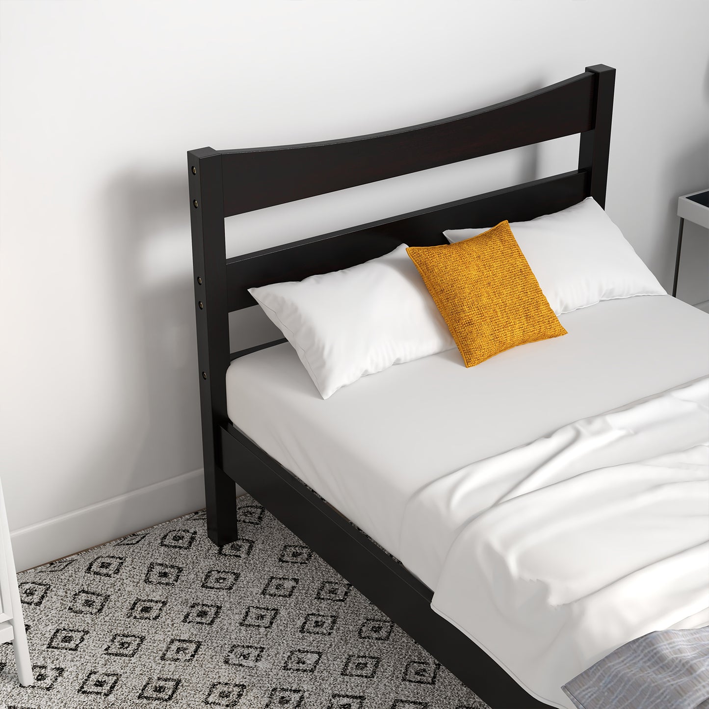Twin Size Platform Bed Frame Foundation Slat Support , Dark Brown Simple Bed Frame at Gallery Canada