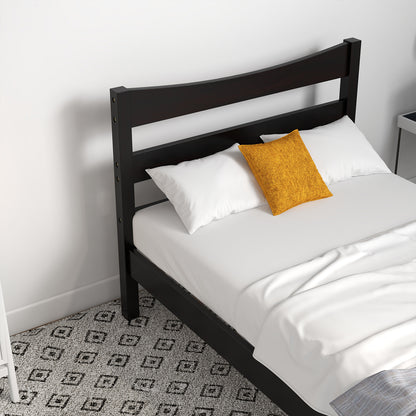 Twin Size Platform Bed Frame Foundation Slat Support , Dark Brown Simple Bed Frame at Gallery Canada