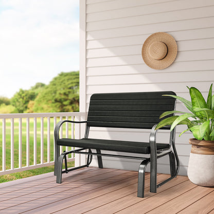 2-Seat Porch Glider, HDPE Back Seat, Steel Frame, Black Patio Rocking Chairs & Gliders at Gallery Canada