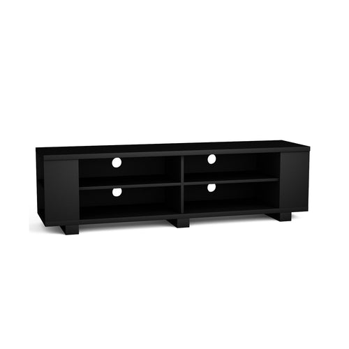 59 Inch Console Storage Entertainment Media Wood TV Stand, Black