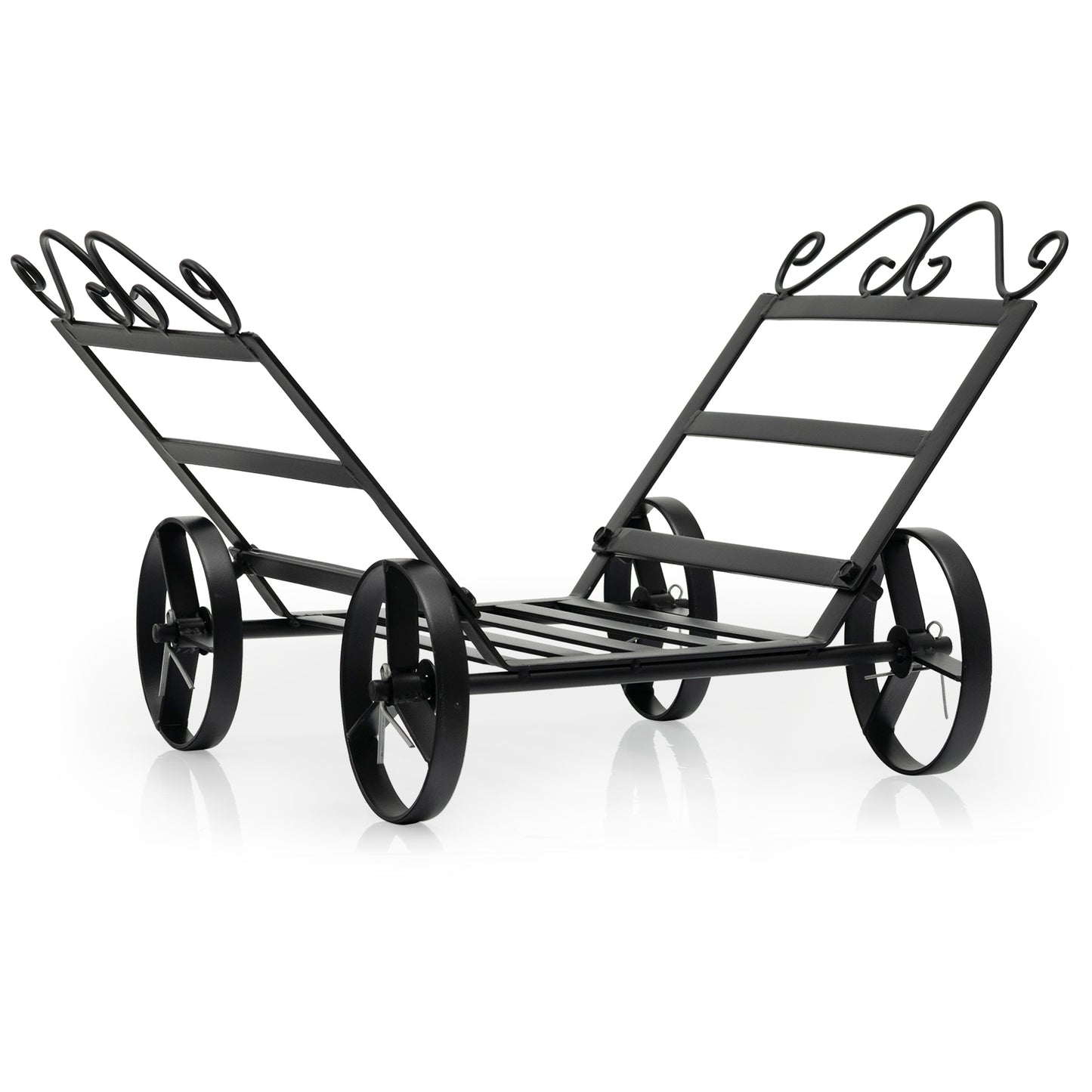 Firewood Rack Decorative Rustproof Steel Fireplace Log Holder with Wheels, Black Log Storage Black at Gallery Canada