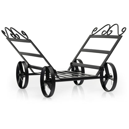 Decorative Rustproof Steel Firewood Rack With Wheels, Black Log Storage Black at Gallery Canada
