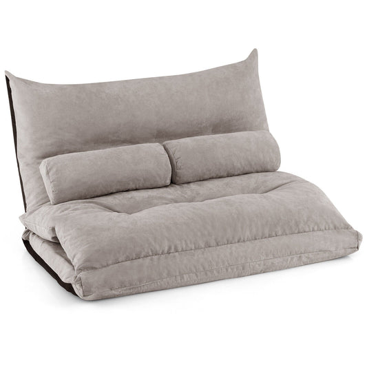 Adjustable Floor Sofa Bed with 2 Lumbar Pillows, Gray at Gallery Canada